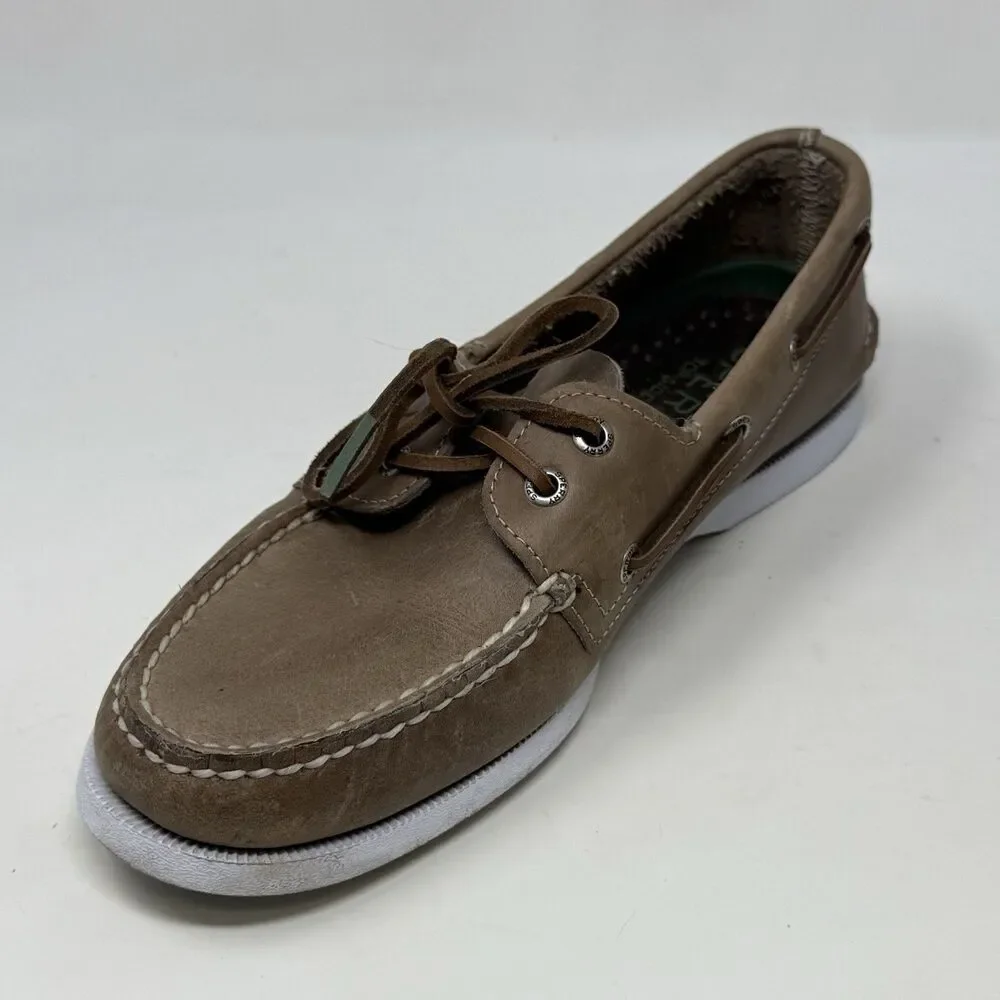 Sperry Authentic Original Boat Shoes Mens 8.5 M Taupe Brown Leather 2 Eye Casual